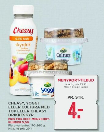 Cheasy, yoggi eller cultura med top eller cheasy drikkeskyr