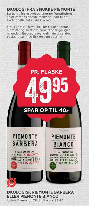 MENY Økologisk piemonte barbera eller piemonte bianco tilbud