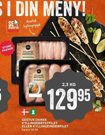 MENY Gestus dansk kyllingebrystfilet eller kyllingeinderfilet tilbud