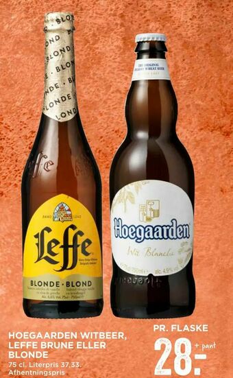 MENY Hoegaarden witbeer, leffe brune eller blonde tilbud