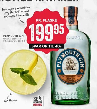 MENY Plymouth gin tilbud