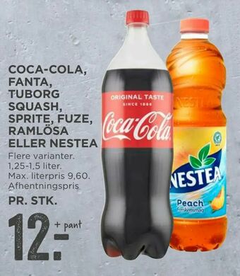 MENY Coca-cola, fanta, tuborg squash, sprite, fuze, ramlösa eller nestea tilbud