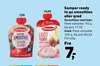 Semper ready to go smoothies eller grød