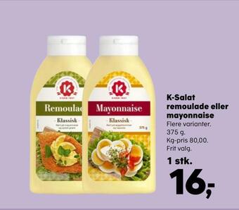 Kvickly K-salat remoulade eller mayonnaise tilbud