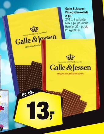 Calle Galle & jessen pålægschokolade 2-pk tilbud