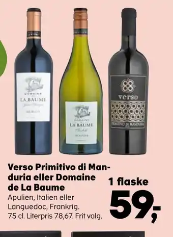 Verso primitivo di man duria eller domaine de la baume