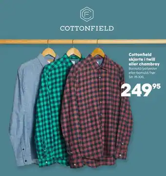 Kvickly Cottonfield skjorte i twill eller chambray tilbud