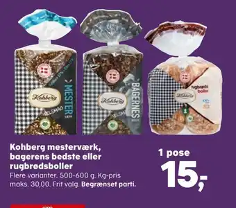 Kohberg mesterværk, bagerens bedste eller rugbrødsboller