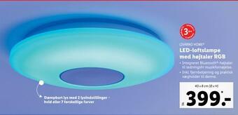 Led-loftslampe med højtaler rgb