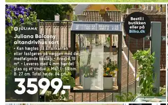 Bilka Juliana balcony altandrivhus sort tilbud