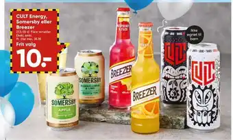 Bilka Cult energy, somersby eller breezer tilbud