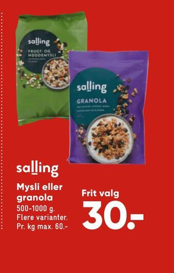Bilka Mysli eller granola tilbud