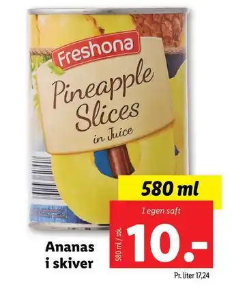 Lidl Ananas i skiver tilbud