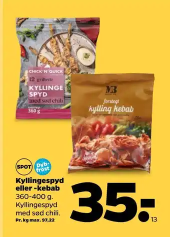 Netto Kyllingespyd eller -kebab tilbud