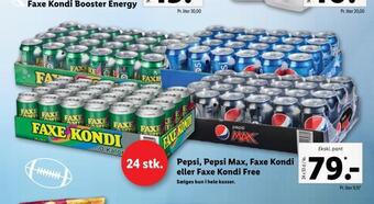 Lidl Pepsi, pepsi max, faxe kondi eller faxe kondi free tilbud