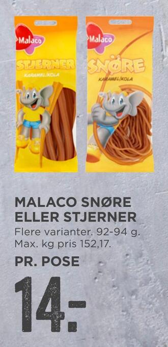 MENY Malaco snøre eller stjerner tilbud