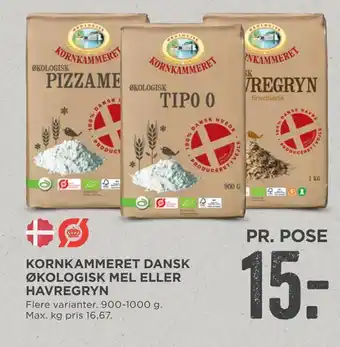 MENY Kornkammeret dansk økologisk mel eller havregryn tilbud