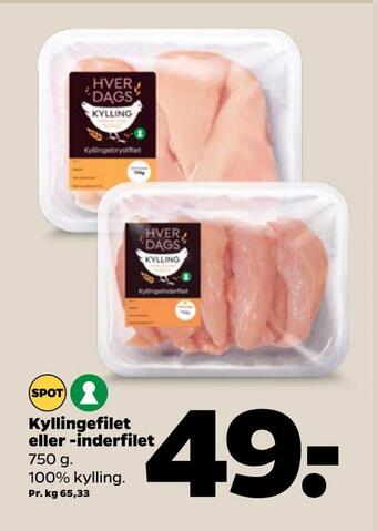 Netto Kyllingefilet eller -inderfilet tilbud