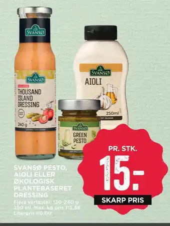 MENY Svansø pesto, aioli eller økologisk plantebaseret dressing tilbud