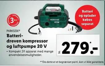 Lidl Batteri- dreven kompressor og luftpumpe 20 v tilbud