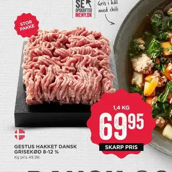MENY Gestus hakket dansk grisekød 8-12 % tilbud