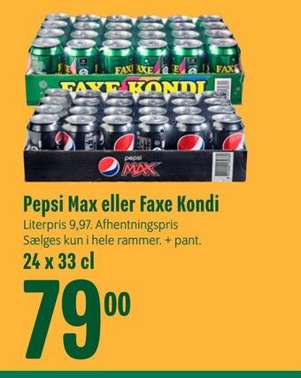 Min Købmand Pepsi max eller faxe kondi tilbud