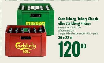 Min Købmand Grøn tuborg, tuborg classic eller carlsberg pilsner tilbud