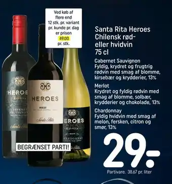 Santa rita heroes chilensk rød eller hvidvin