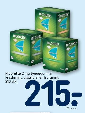 Nicorette 2 mg tyggegummi freshmint, classic eller fruitmint