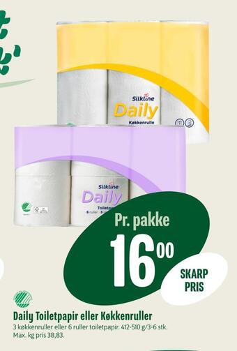 Min Købmand Daily toiletpapir eller køkkenruller tilbud