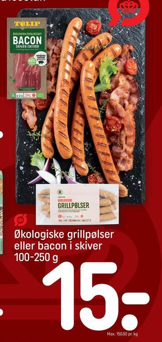 REMA 1000 Økologiske grillpølser eller bacon i skiver tilbud