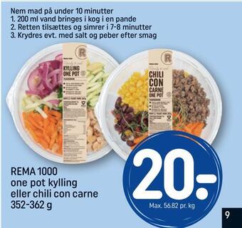 REMA 1000 Rema 1000 one pot kylling eller chili con carne tilbud
