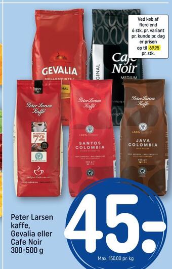 REMA 1000 Peter larsen kaffe, gevalia eller cafe noir tilbud