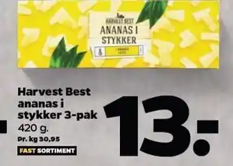 Netto Ananas i stykker 3-pak tilbud