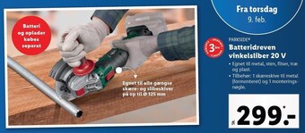 Lidl Batteridreven vinkelsliber 20 v tilbud