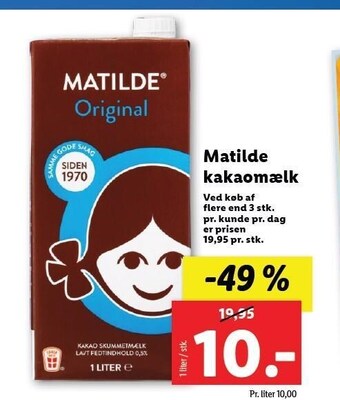 Lidl Matilde kakaomælk tilbud