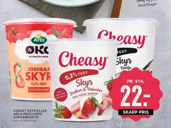 MENY Cheasy skyr el. arla økologisk jordbærskyr tilbud