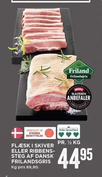MENY Flæsk i skiver el. ribbenssteg af dansk frilandsgris tilbud