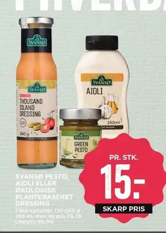 Svansø pesto, aioli el. økologisk plantebaseret dressing