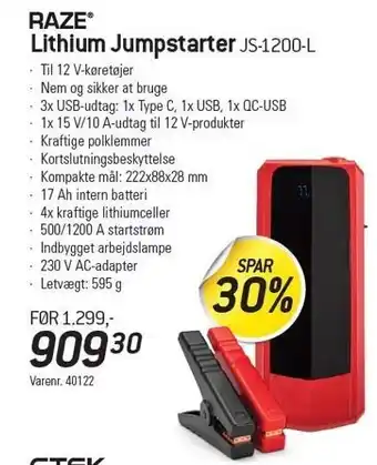 Thansen Lithium jumpstarter js-1200-l tilbud
