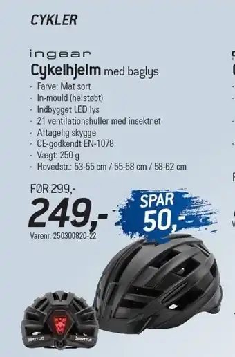 Thansen Cykelhjelm med baglys tilbud