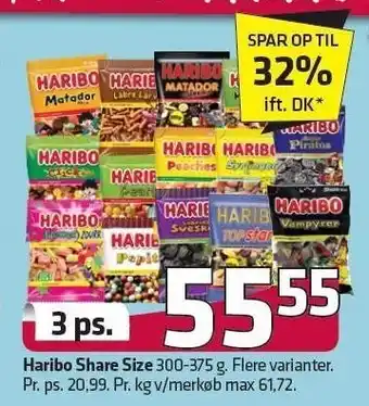 Fleggaard Haribo share size - 3 ps, tilbud
