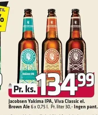 Fleggaard Jacobsen yakima ipa, viva classic el. brown ale tilbud