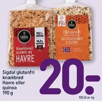 REMA 1000 Sigdal gluntefri knækbrød tilbud