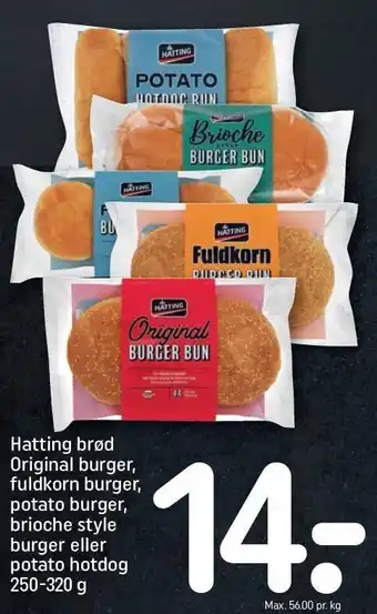 REMA 1000 Original burger, fuldkorn burger, potato burger, brioche style burger eller potato hotdog tilbud