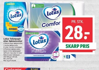 SPAR Lotus toiletpapir el. køkkenruller tilbud