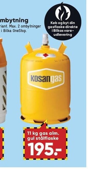 Bilka 11 kg gas alm. gul stålflaske tilbud