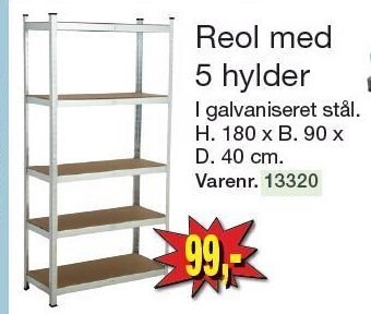 Reol med 5 hylder