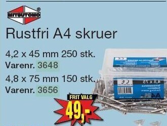 Harald Nyborg Rustfri a4 skruer tilbud