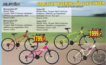 Børnecykel 24", cykel 26" eller cykel 27,5"